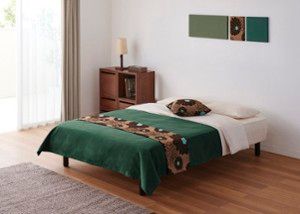 半額以下　ベッドスプレッド＆ベットスロー セット ベッドスプレッド＆スロー セット (フォレストグリーン)～～ | a.flat