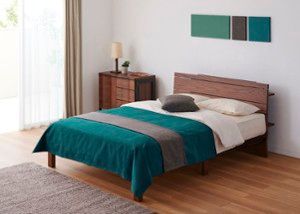 ベッドスプレッド　a.flat ミントグリーン ムク・ベッド ベッドスプレッド＆スロー セット (フォレストグリーン