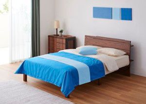 ムク・ベッド ベッドスプレッド＆スロー セット (アイランドブルー