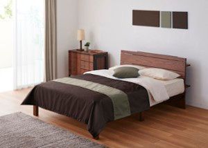 ムク・ベッド ベッドスプレッド＆スロー セット (ウッドブラウン