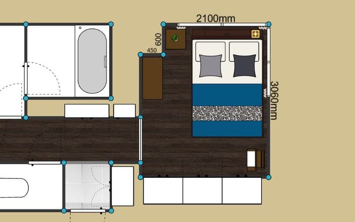 収納力を重視した寝室5畳　3Dでレイアウト例