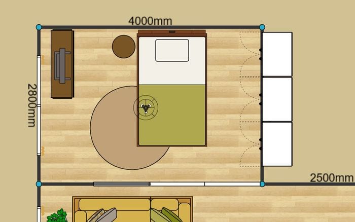 テレビライフを満喫できる寝室8畳 3Dでレイアウト例