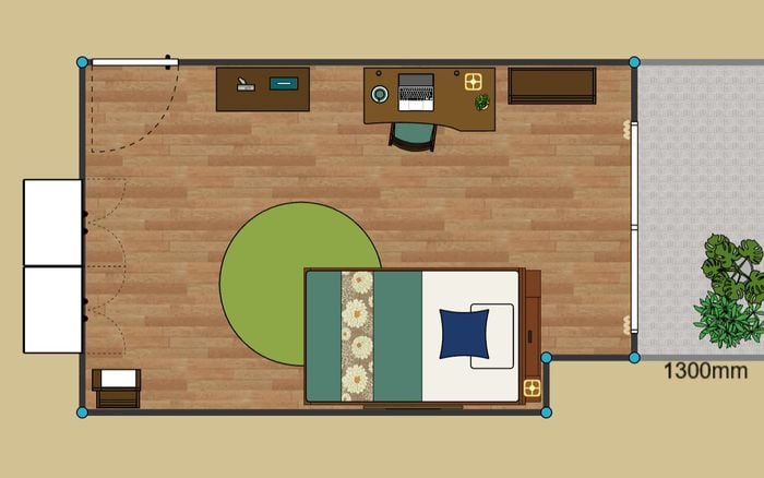 寝室と書斎を兼用して使う8畳 3Dでレイアウト例