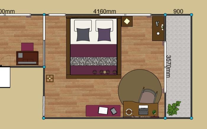 ロースタイルで開放的に過ごす寝室9畳 3Dでレイアウト例