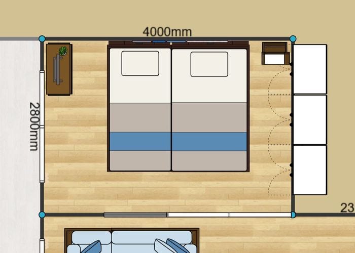 引っ越し前：セミダブルの寝室例 (８畳)