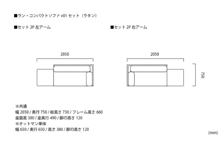 ラン・コンパクトソファ v01 セット (ラタン)：画像74