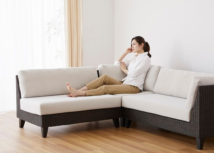 ラン・コンパクトソファ v05 コーナーセット (ラタン)：画像60