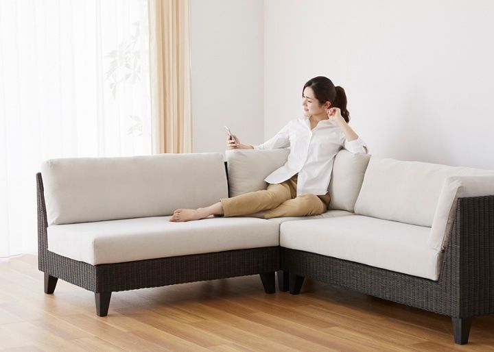 ラン・コンパクトソファ v05 コーナーセット (ラタン)：画像62