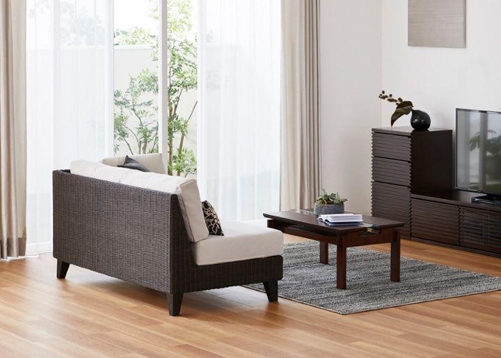 ラン・コンパクトソファ 2P片アーム (ラタン)：画像3