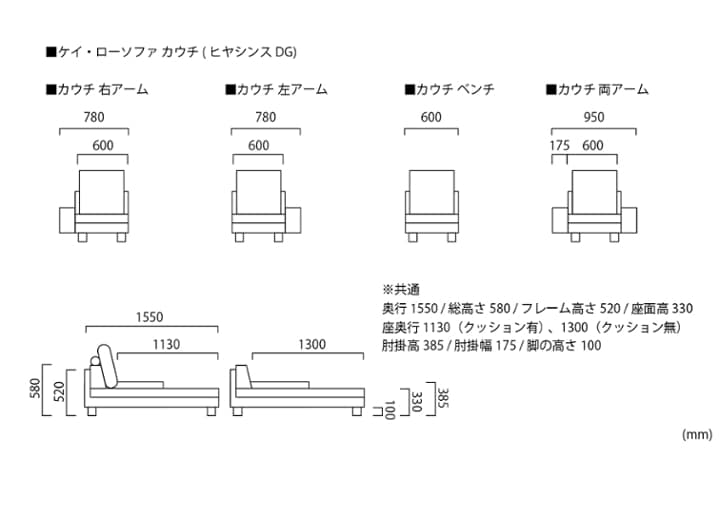 ケイ・ローソファ カウチ (ヒヤシンスDG)：画像29