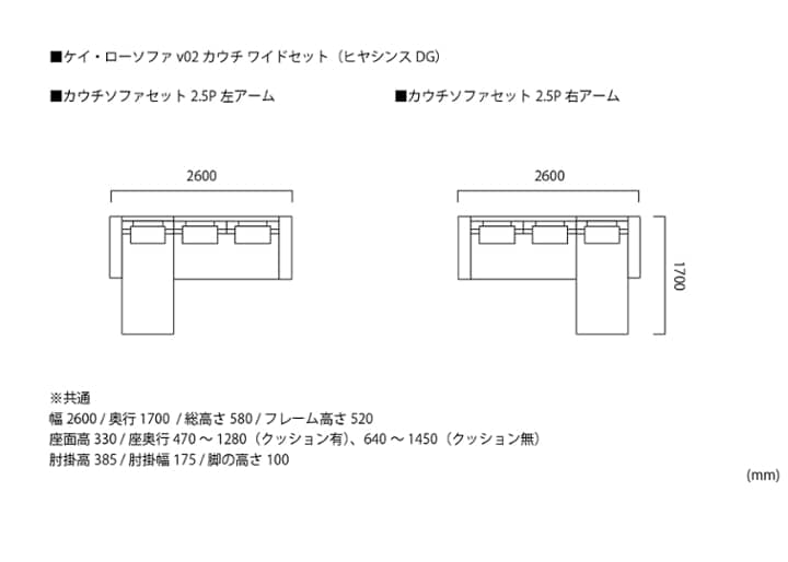 ケイ・ローソファ v02 カウチ ワイドセット (ヒヤシンスDG)：画像48
