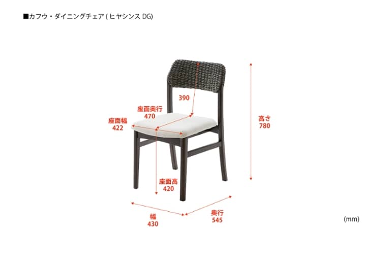 カフウ・ダイニングチェア (ヒヤシンスDG)：画像44