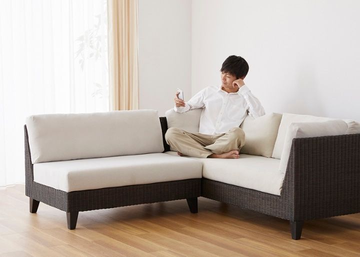 ラン・コンパクトソファ v03 コーナーセット (ラタン)：画像45