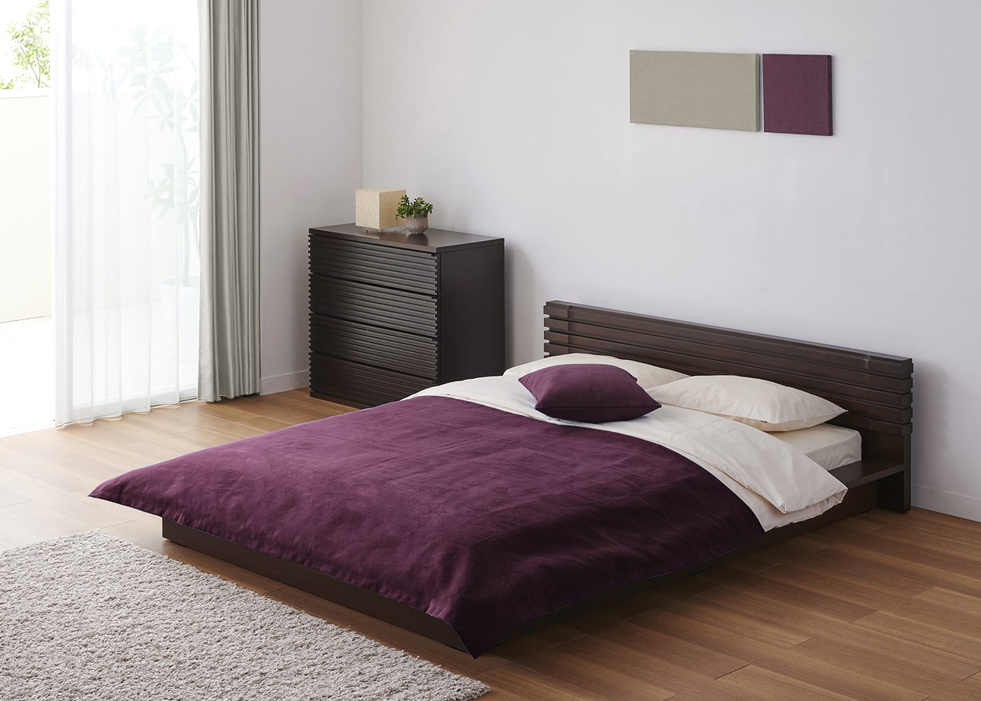 a.flat 紫 ベッドスプレッド-