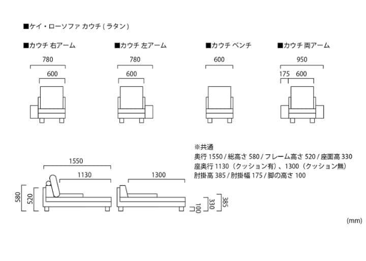 ケイ・ローソファ カウチ (ラタン)：画像29