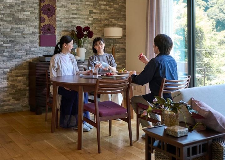 エン・伸長式ダイニングテーブル 1100 (NA) セット チェア×2：画像21