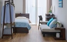 No.297：ブルーで広く見せる6畳。開放感あふれるワンルーム・寝室：画像15