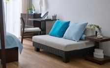 No.297：ブルーで広く見せる6畳。開放感あふれるワンルーム・寝室：画像3