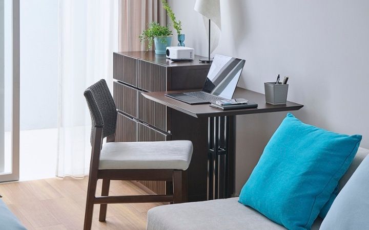 No.297：ブルーで広く見せる6畳。開放感あふれるワンルーム・寝室