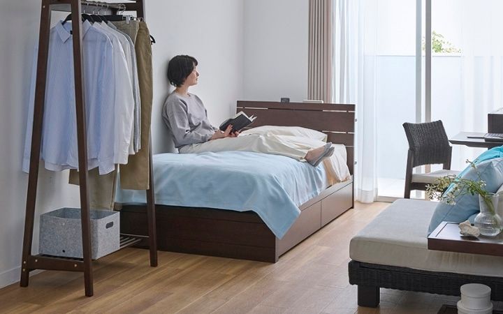 No.297：ブルーで広く見せる6畳。開放感あふれるワンルーム・寝室：画像16