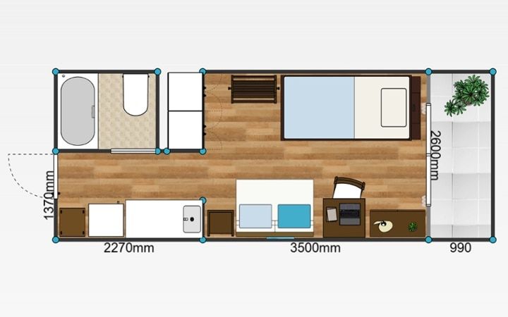No.297：ブルーで広く見せる6畳。開放感あふれるワンルーム・寝室：画像29