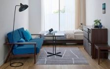 No.309：ブルー×ブラックでクールに演出。静寂を感じる大人の8畳：画像1