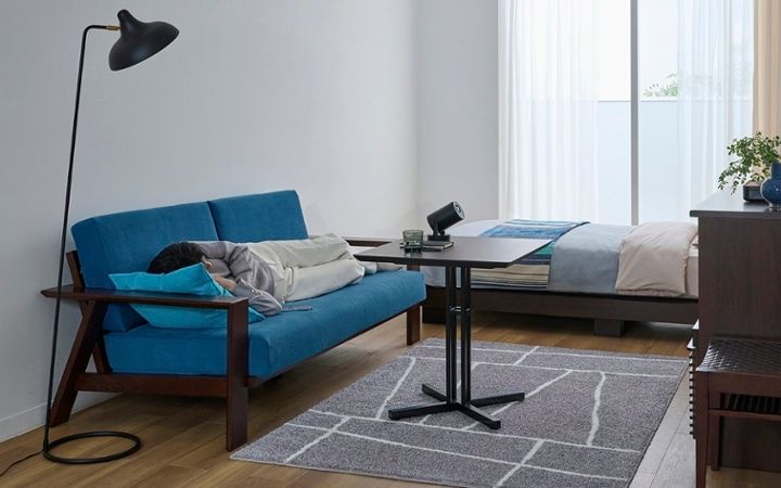 No.309：ブルー×ブラックでクールに演出。静寂を感じる大人の8畳：画像26