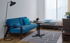 No.309：ブルー×ブラックでクールに演出。静寂を感じる大人の8畳：画像3