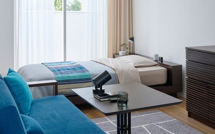 No.309：ブルー×ブラックでクールに演出。静寂を感じる大人の8畳：画像9