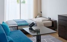 No.309：ブルー×ブラックでクールに演出。静寂を感じる大人の8畳：画像9